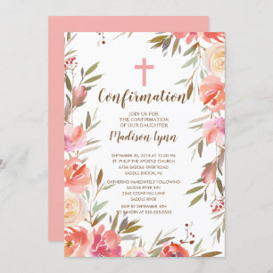 Convite floral bonito da confirmação das meninas
