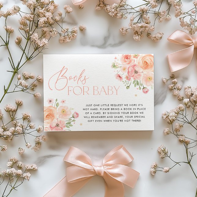 Convite Floral Books for Baby Shower Card (Floral Books For Baby Enclosure Card | Baby in Bloom Bridal Shower)