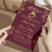 Floral Borgonha Dourado Compromisso Islâmico Muçul