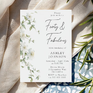 Convite Floral botânica Quarenta & Fabuloso Aniversário de