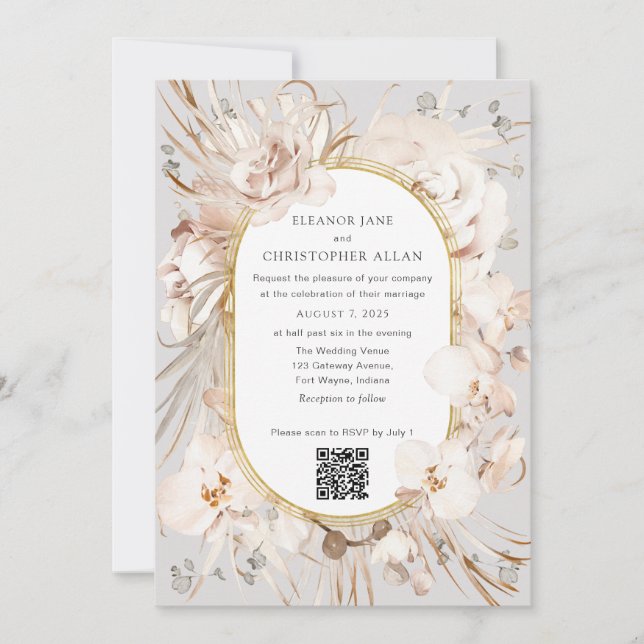Convite floral botânico com RSVP on-line (Frente)