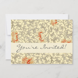 Convite Floral Botânico Floral Rosa Bege Vintage