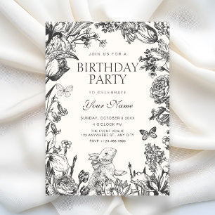 Convite Floral botânico vintage de aniversário
