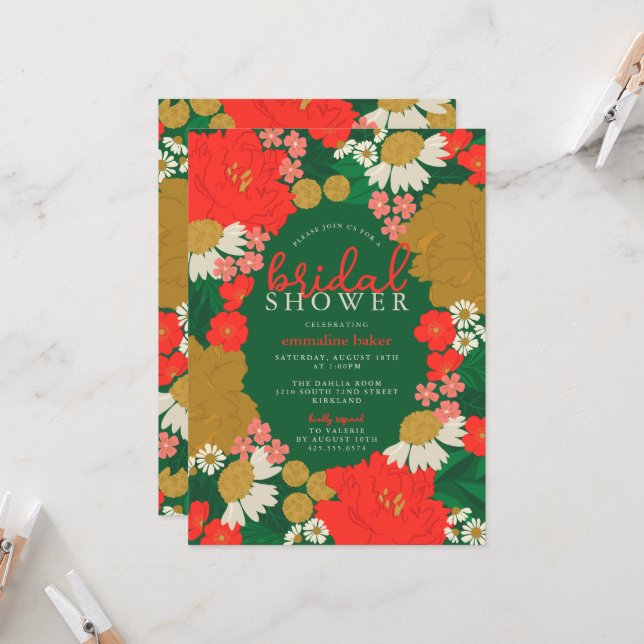 Convite Floral Bouquet Bridal Shower Invitation (Frente/Verso In Situ)