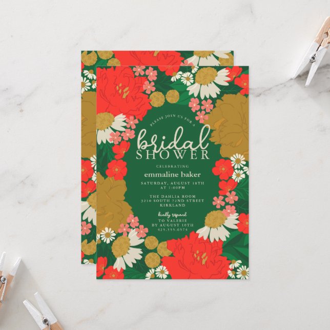 Convite Floral Bouquet Bridal Shower Invitation (Frente/Verso In Situ)