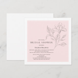 Convite Floral Branco Cor-de-rosa simples Chá de panela E