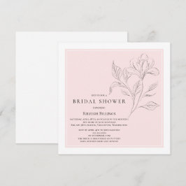 Convite Floral Branco Cor-de-rosa simples Chá de panela El