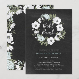 Convite Floral Branco e Negro Russo   Bridal Brunch