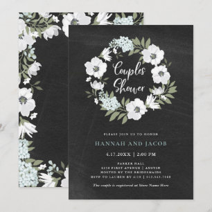 Convite Floral Branco e Negro Russo   Chá casais