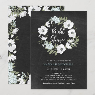 Convite Floral Branco e Negro Russo   Chá de panela