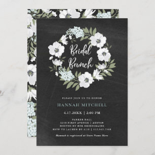 Convite Floral Branco e Preto Russo Bridal Brunch