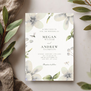 Convite Floral branco elegante casamento
