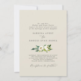 Convite Floral Branco Elegante | Casamento Formal De Champ