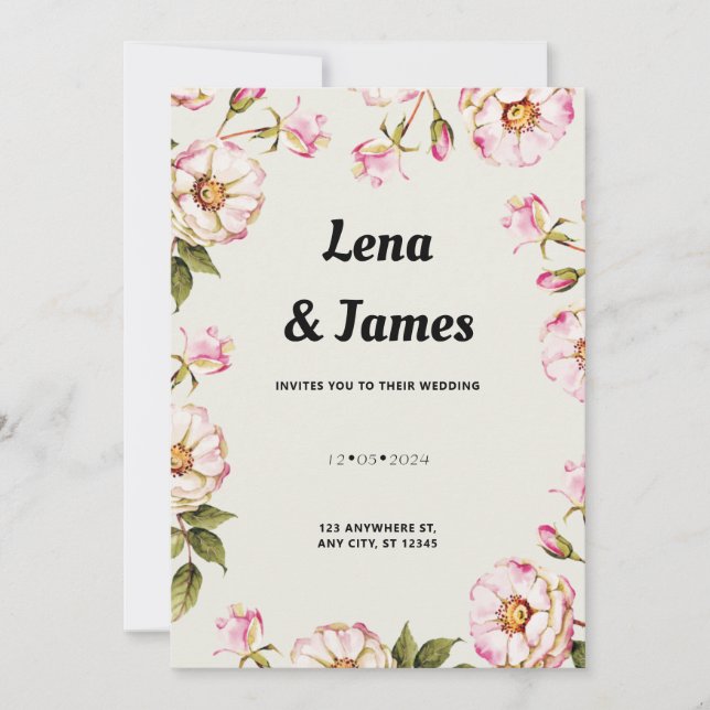 Convite Floral Branco Elegante e Eterno (Frente)