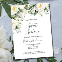 Floral Branco Folhagem Botânica Doce Dezesseis 16