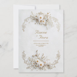 Convite Floral Branco Imaculado Vinha Dourada Casamento El