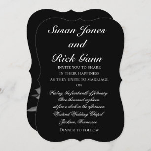 Convite floral branco preto elegante do casamento
