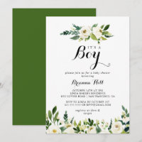 Floral Branco Verde É um Chá de fraldas