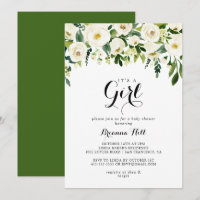 Floral Branco Verde É uma Chá de fraldas de Garota
