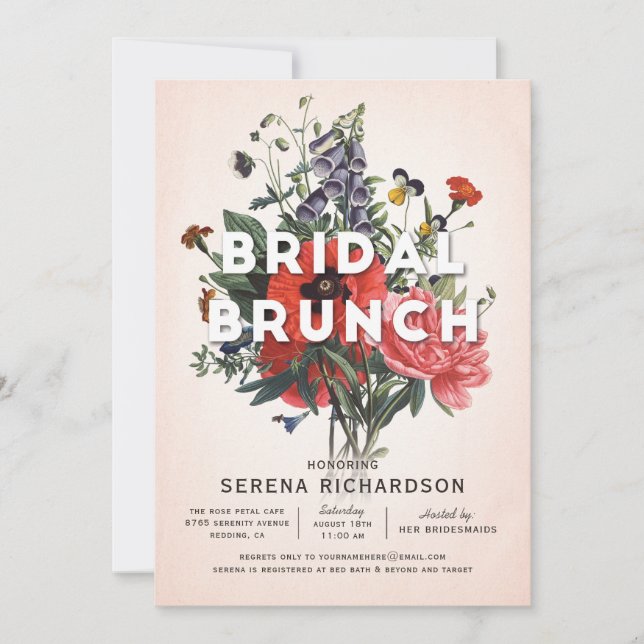 Convite Floral Bridal Brunch Chá de panela (Frente)