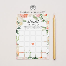 Convite Floral Bridal Shower Bingo Game Printable