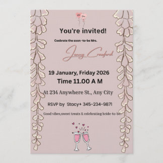 Convite Floral Bridal Shower Invitation | Custom Name & De