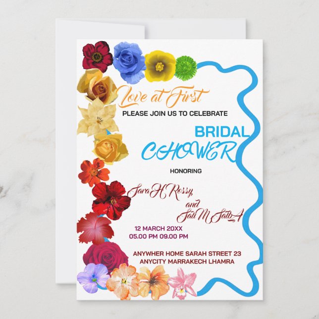 Convite Floral Bridal Shower Invitation, Wildflower Bridal (Frente)