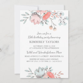 Convite Floral Brithday Party Vintage