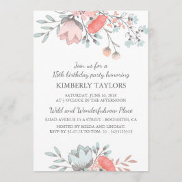 Convite Floral Brithday Party Vintage