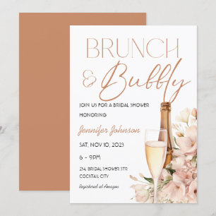 Convite Floral Brunch e Chá de panela de champanhe em cham