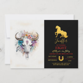 Convite Floral Bull Crânio Aquarela