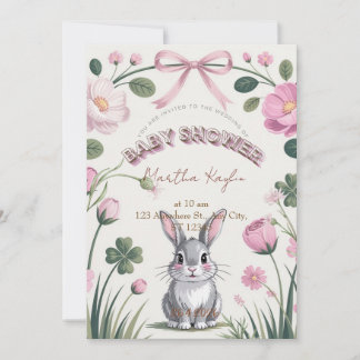 Convite Floral Bunny Baby Shower Invitation