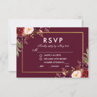 Floral Burgundy RSVP BG Refeição