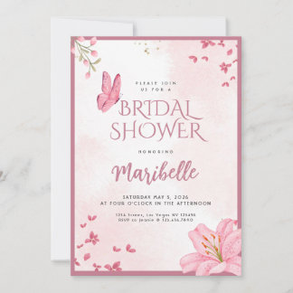 Convite Floral Butterfly Bridal Shower Invitation