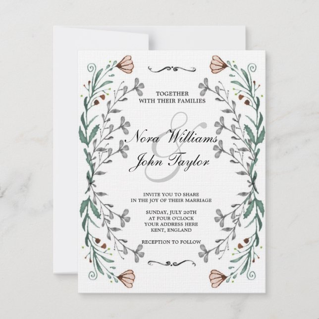 Convite Floral Card for a wedding (Frente)