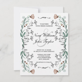 Convite Floral Card for a wedding