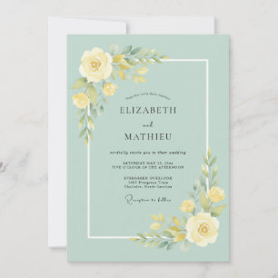 Convite Floral Casamento Flor de Amarelo Pálido