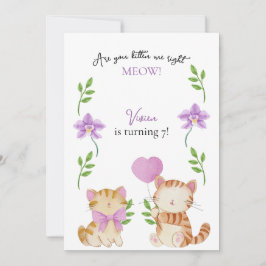 Convite Floral Cat Kids Birthday Party