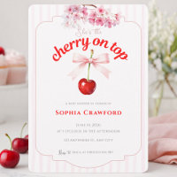 Floral Cereja no Topo Rosa Vermelho Chá de Bebê