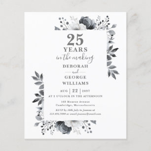 Convite Floral Chic Budget 25º Aniversário de Casa