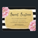 Convite Floral Chic Sweet 16 Aniversário Invite/Faux Foil<br><div class="desc">Na moda,  moderno,  simples,  perfeito! Não contém folha de ouro. Dourado design tem um aspecto "texturizado" também. Faça-a doce dezesseis extras especiais!</div>