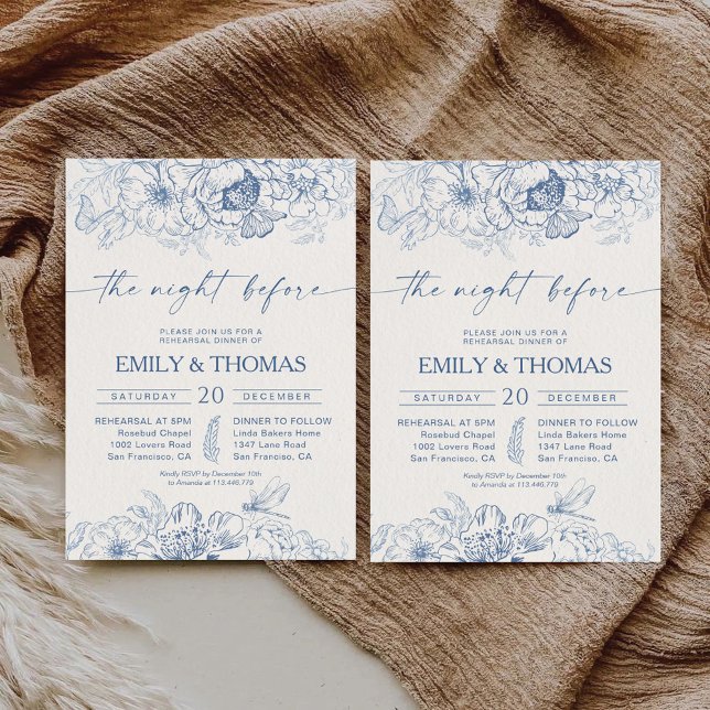 Convite Floral Chinoiserie Na Noite Anterior (Criador carregado)