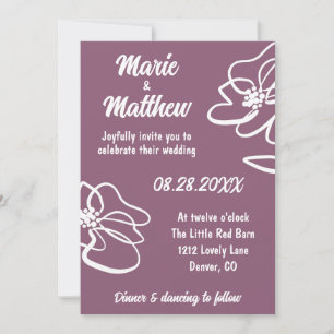 Convite Floral Clássico De Casamento De Plum Com M