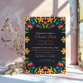 Convite Floral Colorful Botanical Flowers Spanish Wedding