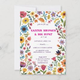 Convite Floral Colorful Easter BRUNCH & HUNT