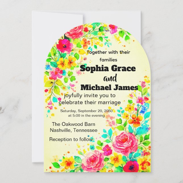 Convite Floral Colorido | Aquarela (Frente)