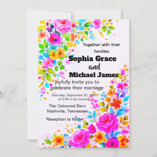 Convite Floral Colorido | Aquarela
