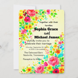 Convite Floral Colorido | Aquarela