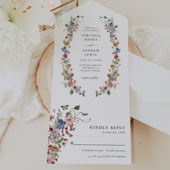 Convite Floral Colorido Completo (Floral Colorful Wedding All In One Invite by Painted Paperie
)