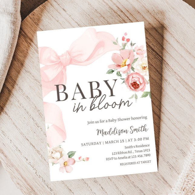 Convite Floral Coquette Baby in Bloom Chá de fraldas (Floral Coquette Baby Shower Invitation)